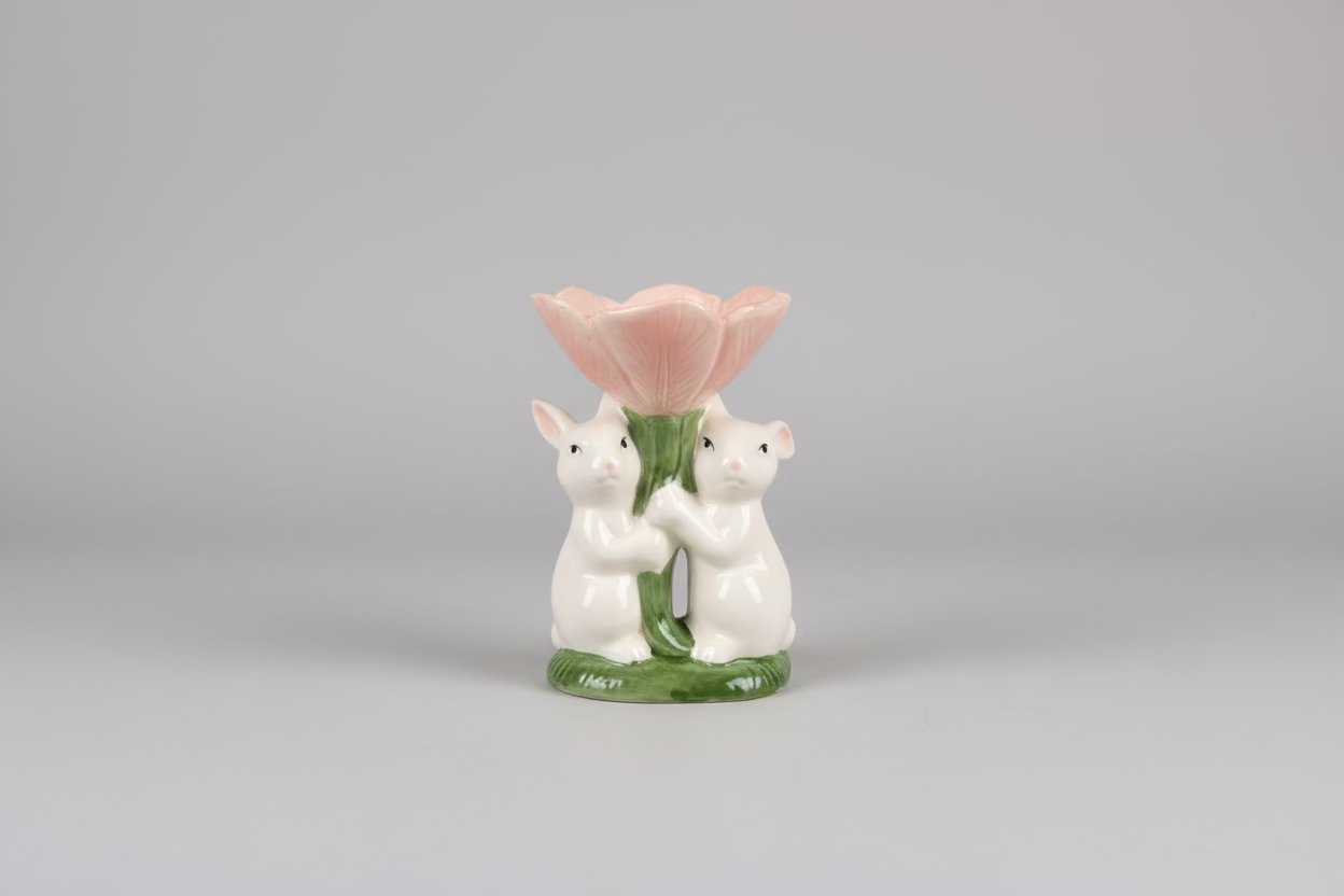 Double Bunny Ceramic Bloom Dish