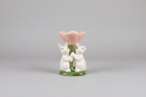 Double Bunny Ceramic Bloom Dish