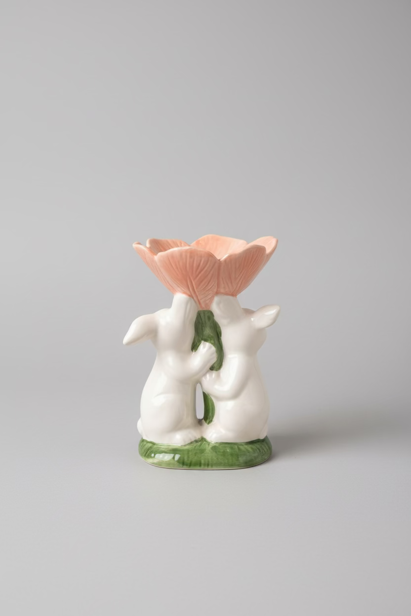 Double Bunny Ceramic Bloom Dish