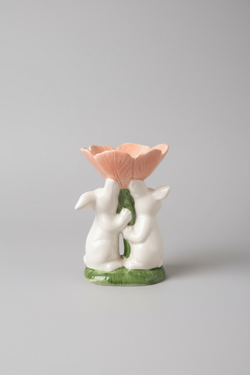 Double Bunny Ceramic Bloom Dish