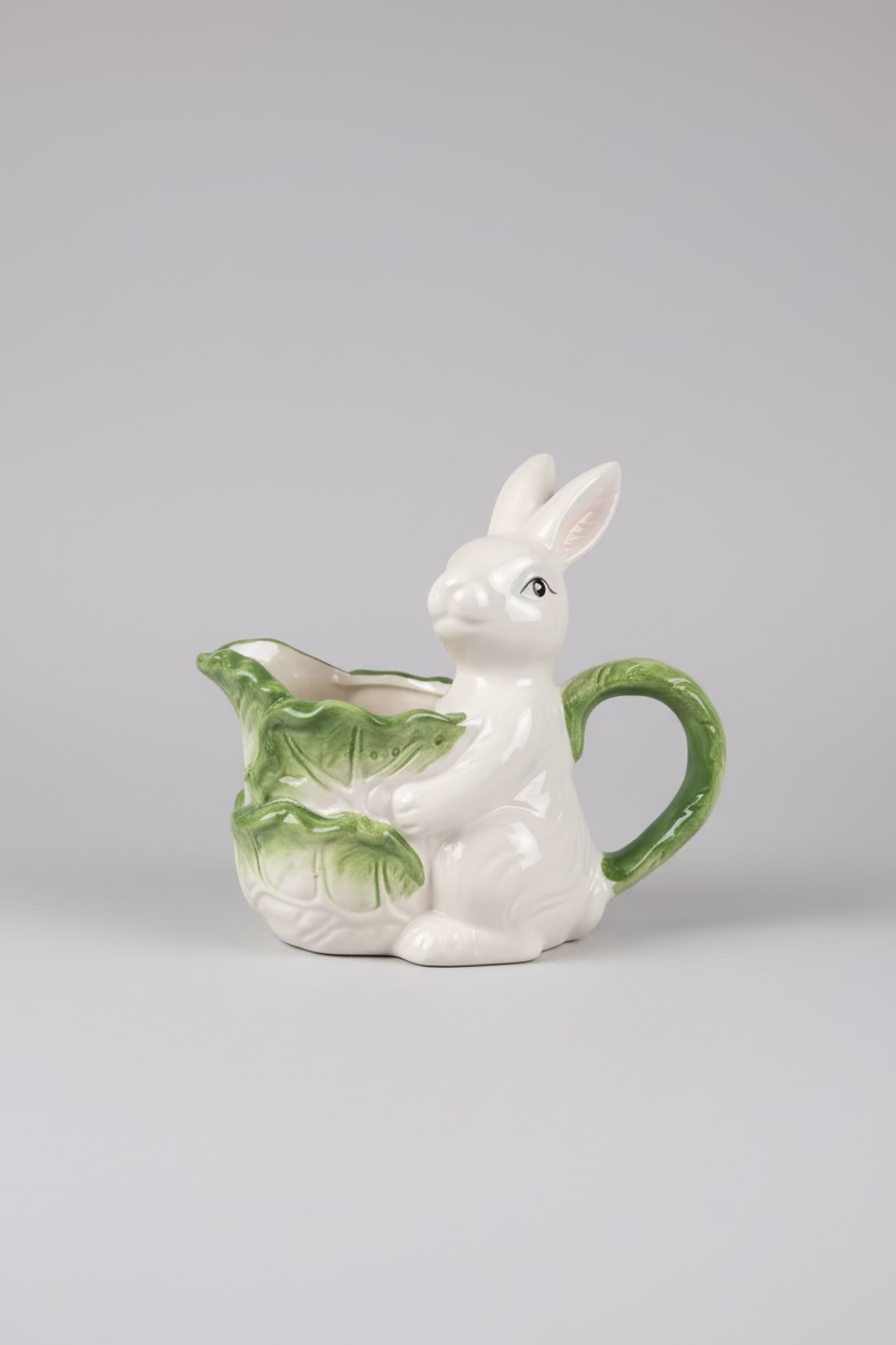 Ceramic Bunny & Cabbage Garden Jug