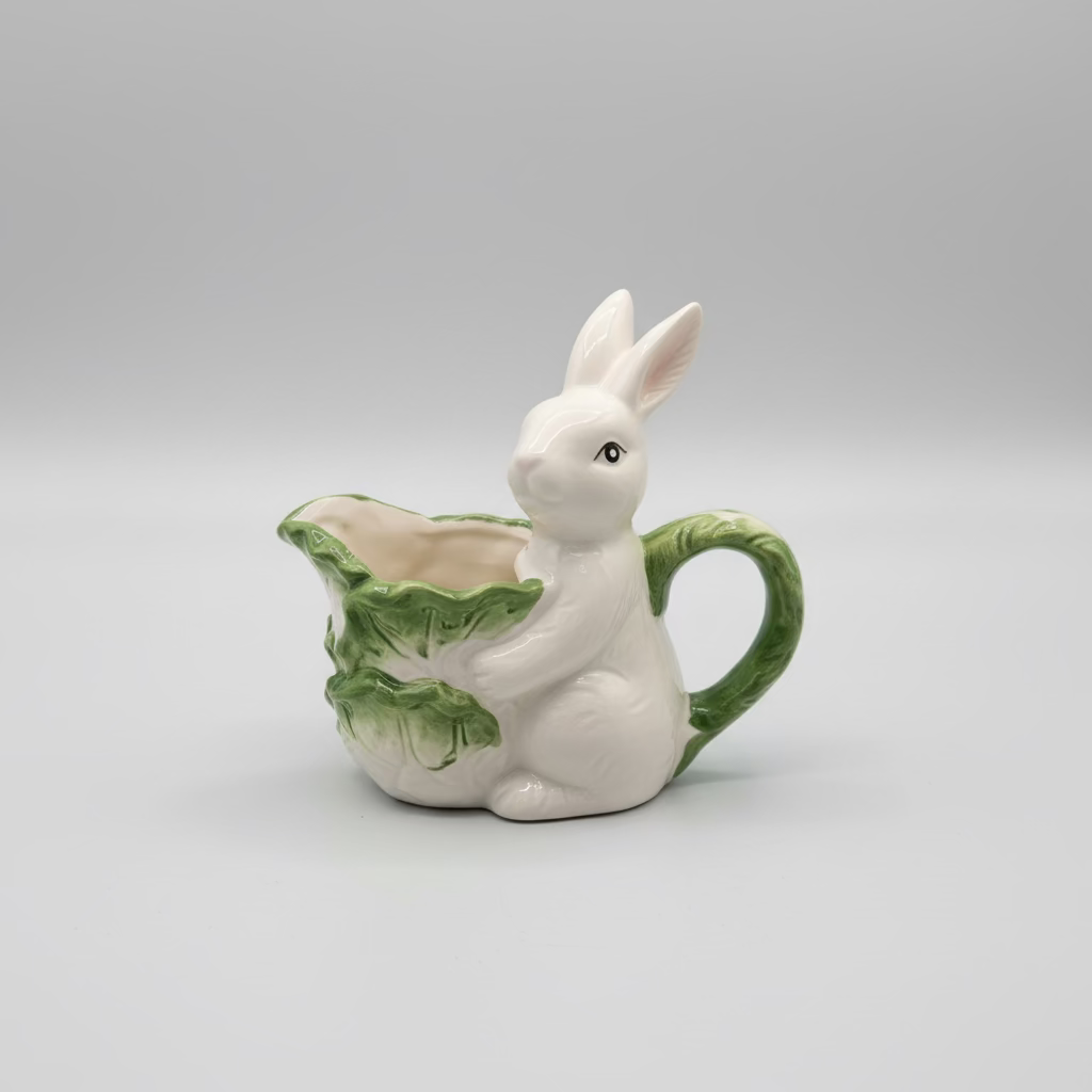 Ceramic Bunny & Cabbage Garden Jug