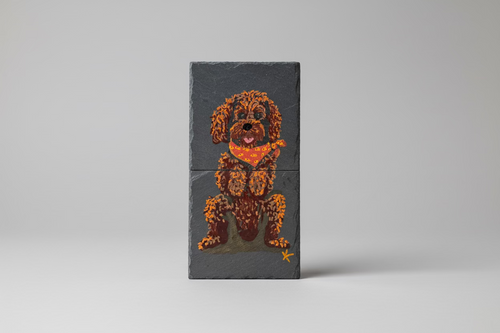 "The Poodle" Duo – Hand-Painted Stone Coaster Set by KAZZ