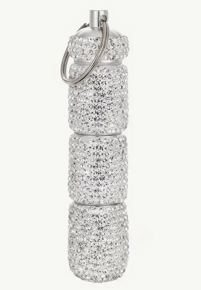 Diamonte pill box keychain  with 3 compartments