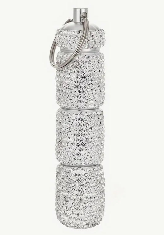 Diamonte pill box keychain  with compartments