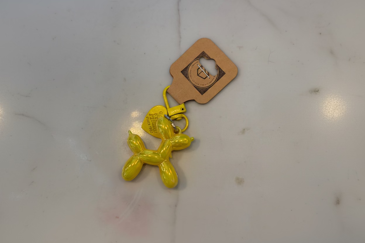 Balloon Dog Keychain With Heart Charm
