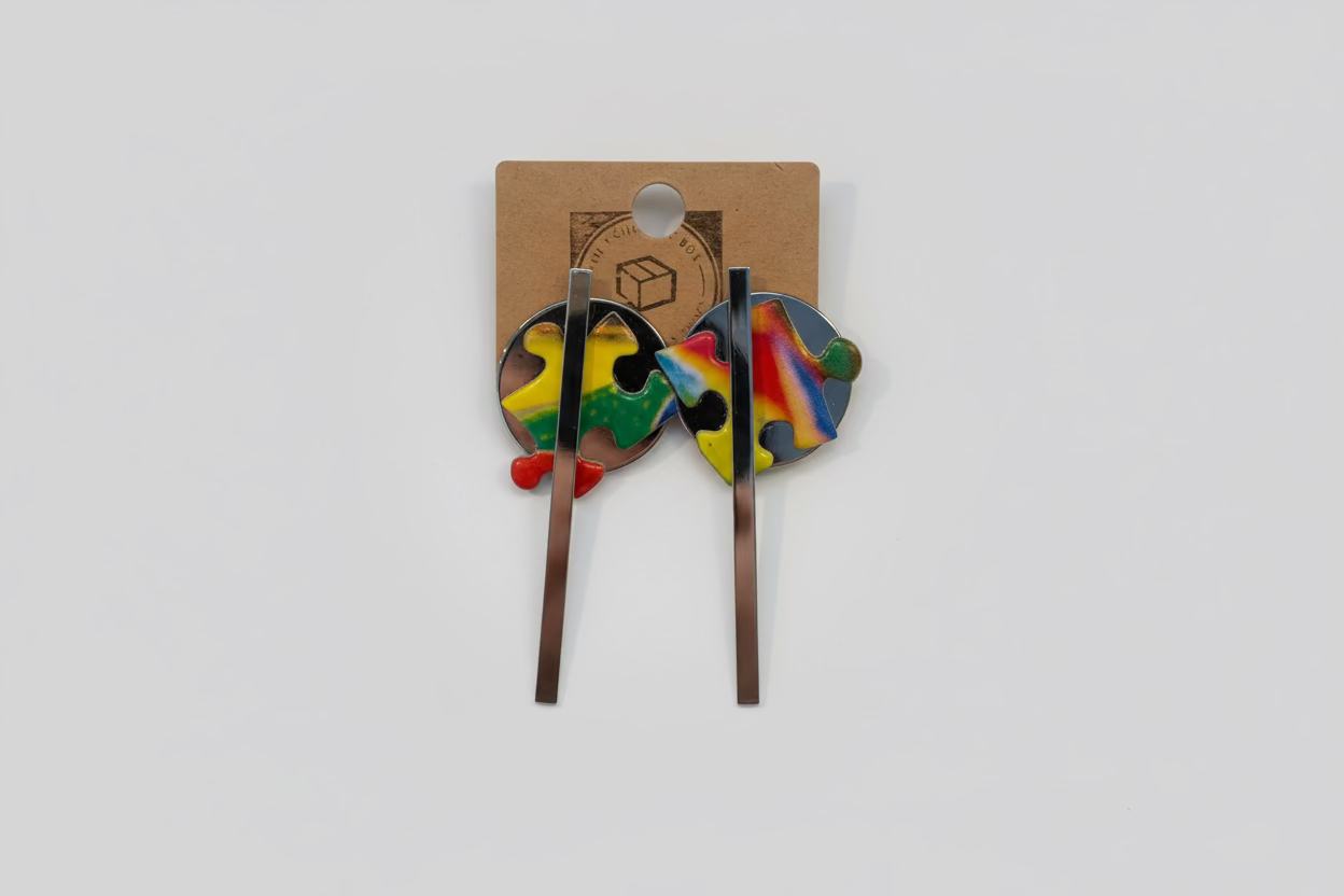 Geometric Puzzle Drop Earrings