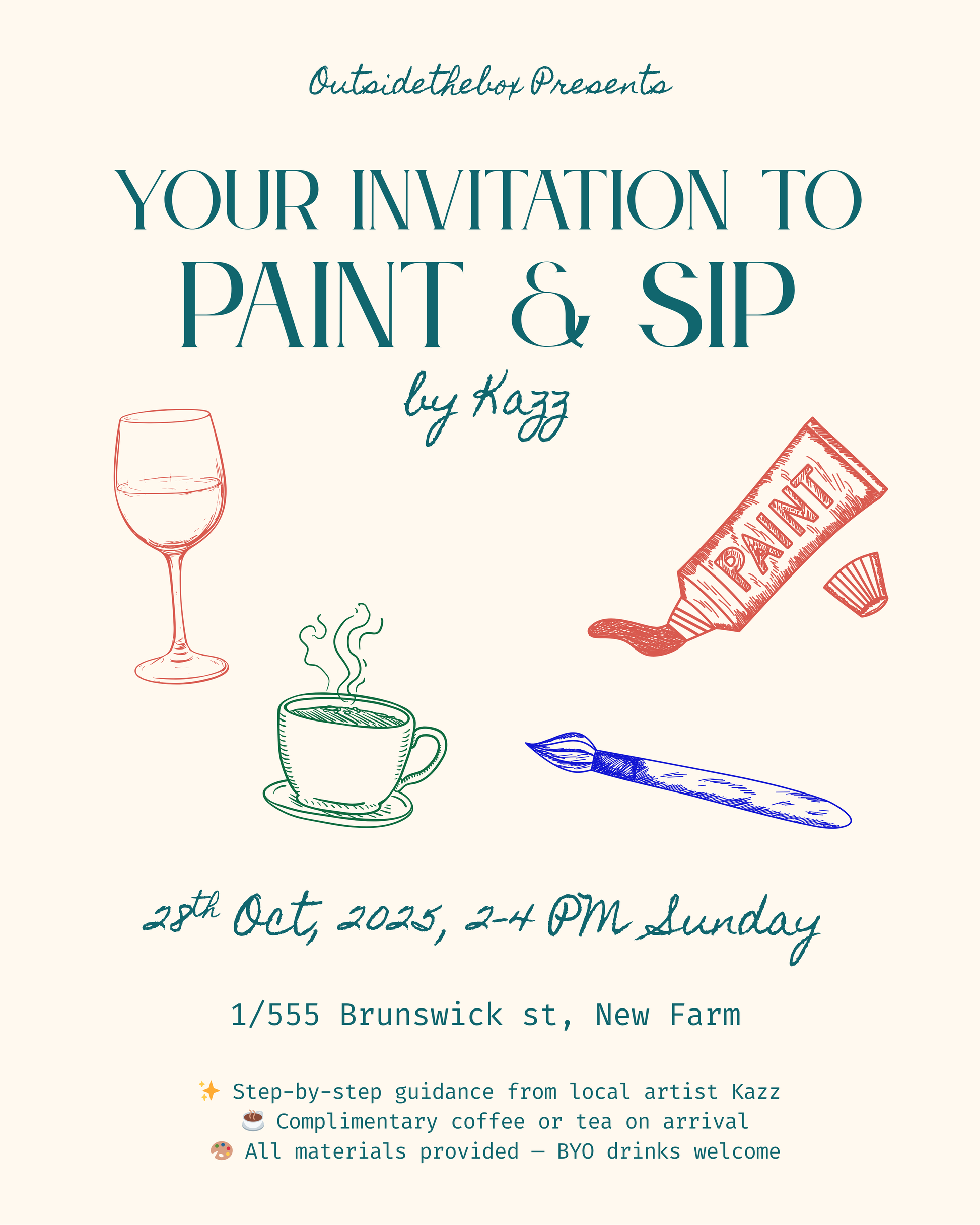 Sip & Paint By KAZZ: Your Masterpiece – 2 NOV | 2–4 PM Ticket