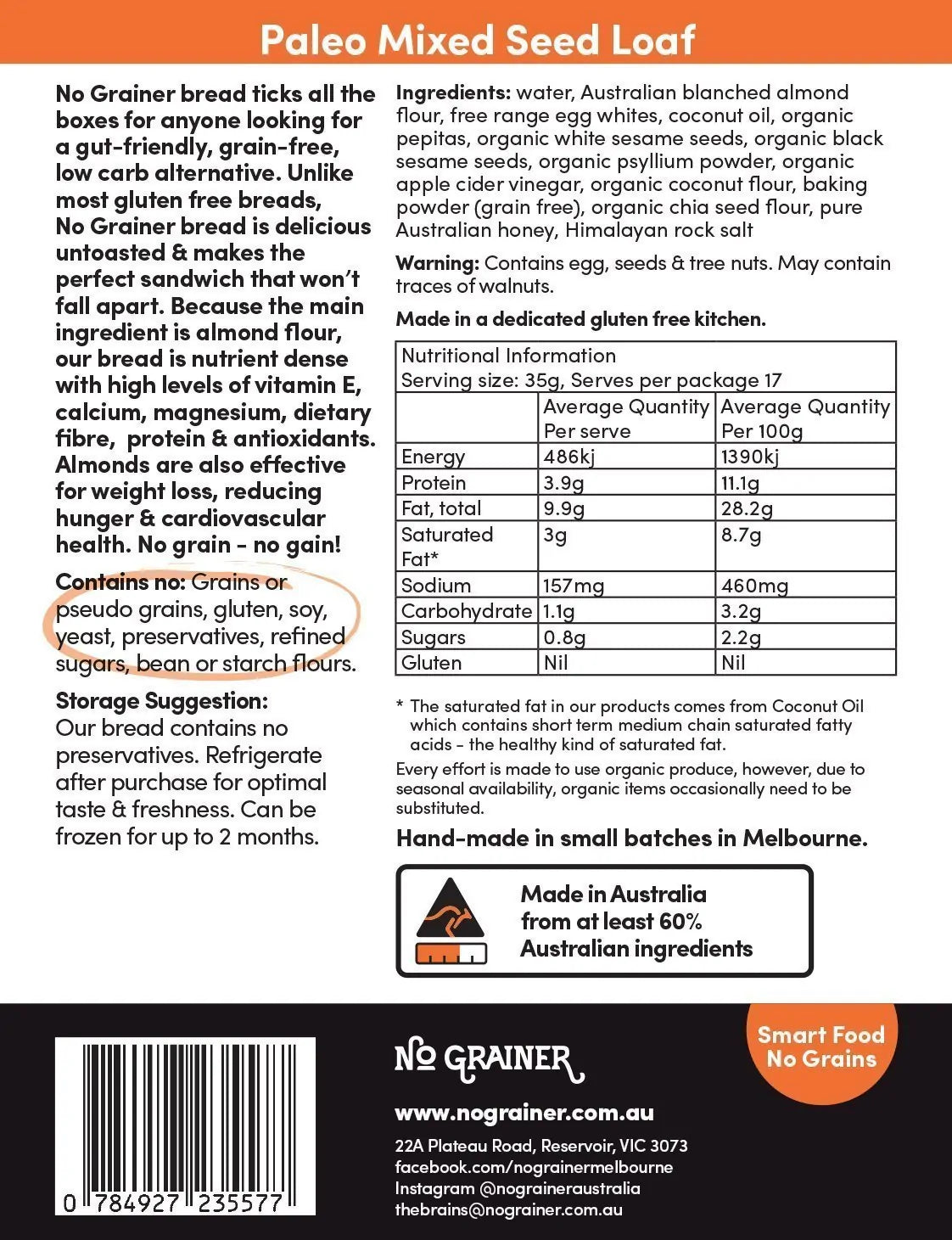 No Grainer Paleo Mixed Seed Loaf