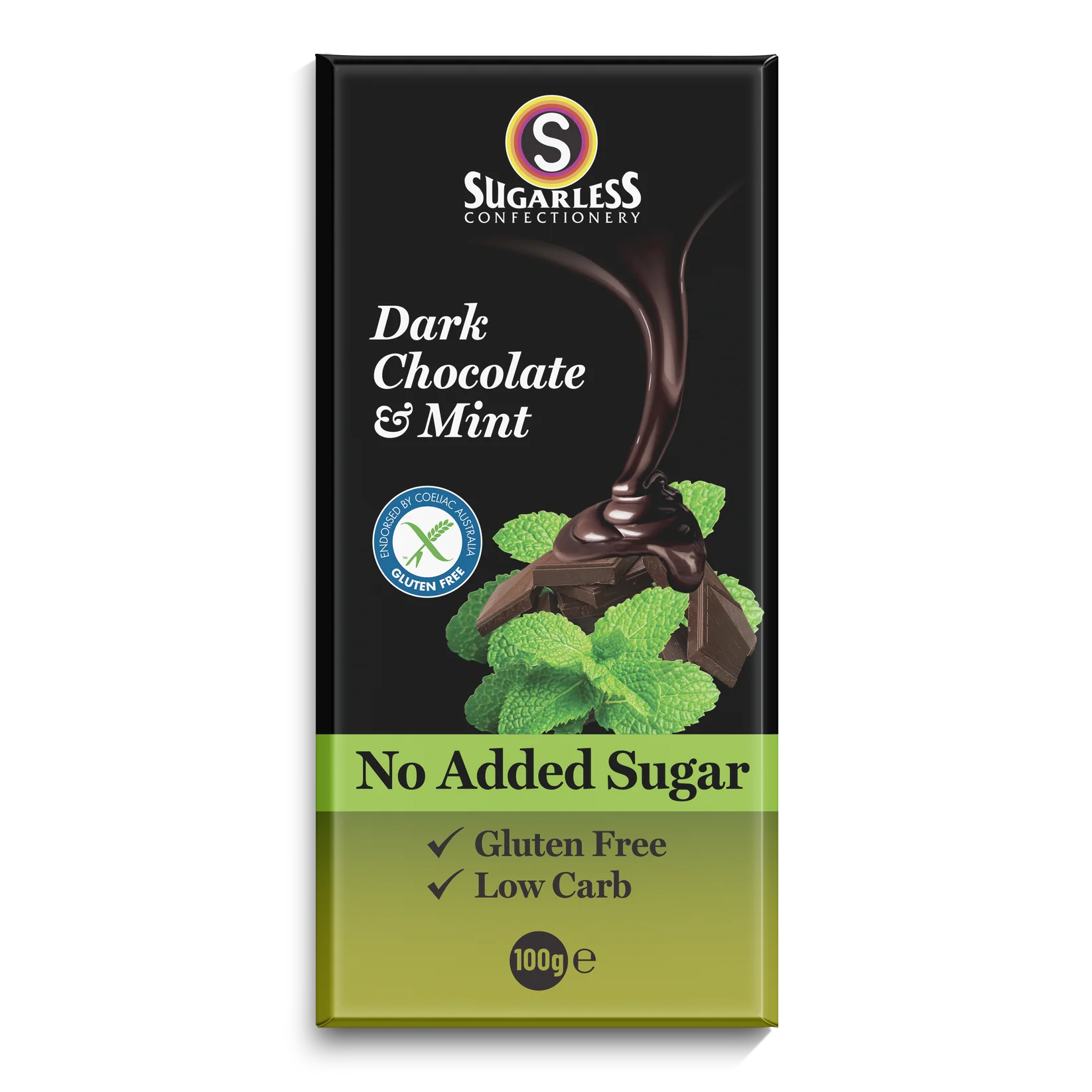Sugarless No Added Sugar Stevia Gourmet Dark Chocolate Candy Bar (100 g)