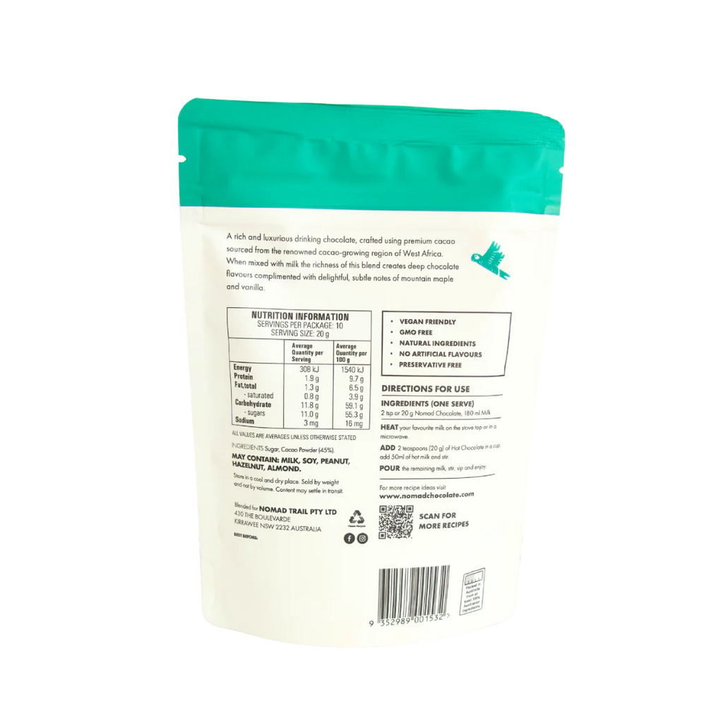 Nomad Hot Chocolate - West Africa 45% Dark 200g
