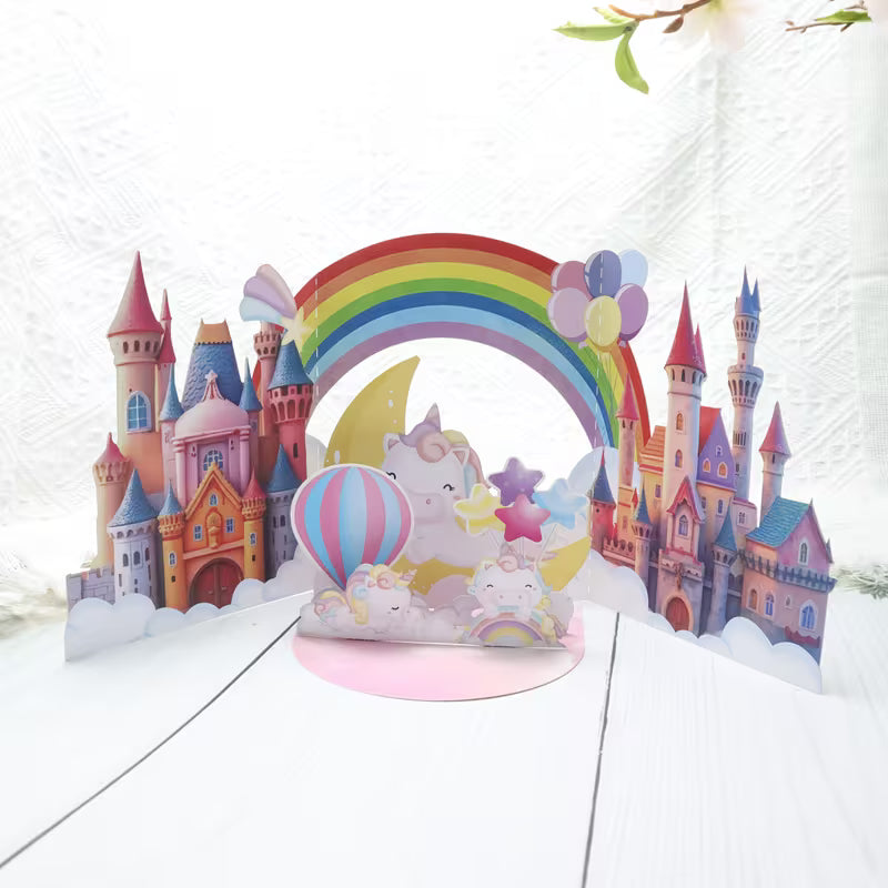 3D Castle Rainbow Birthday Card