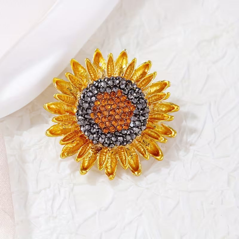 Sunflower Rhinestone Brooch