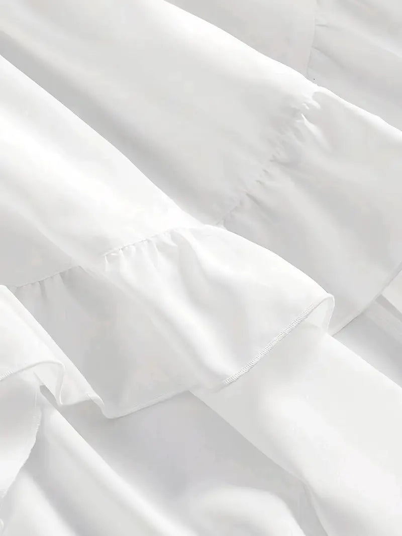 Elegant Off-Shoulder Ruffle Dress with Lace-Up Corset Waist