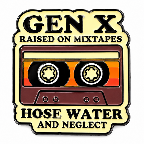 Gen X cassette enamel pin