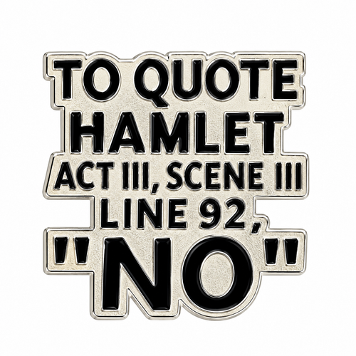 Hamlet NO silver-tone alloy metal pin on white background