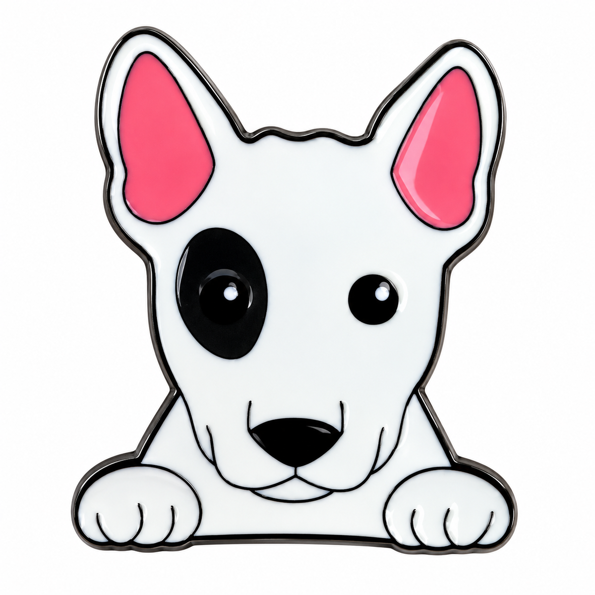 Bull Terrier enamel pin on white background