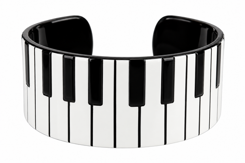 Piano keyboard plastic open cuff bangle