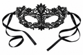 Black floral lace masquerade mask with satin ties