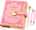 Pink floral lockable diary gift set with pen and keys on white background