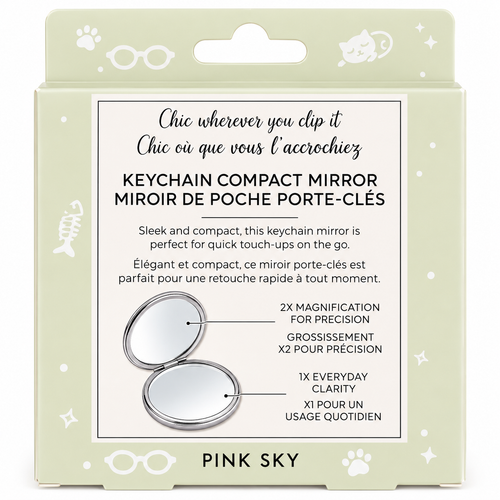 Pink Sky compact mirror back packaging 1x and 2x