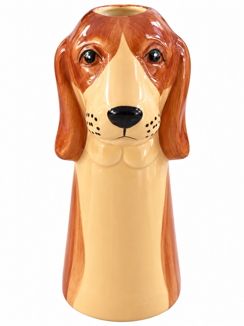 Cocker Spaniel ceramic dog vase front view