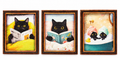 Examples of assorted black cat wooden-framed artwork magnets