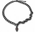 Black tone zinc alloy snake necklace with red eyes
