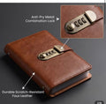 Brown faux leather lockable organiser with three digit combination lock