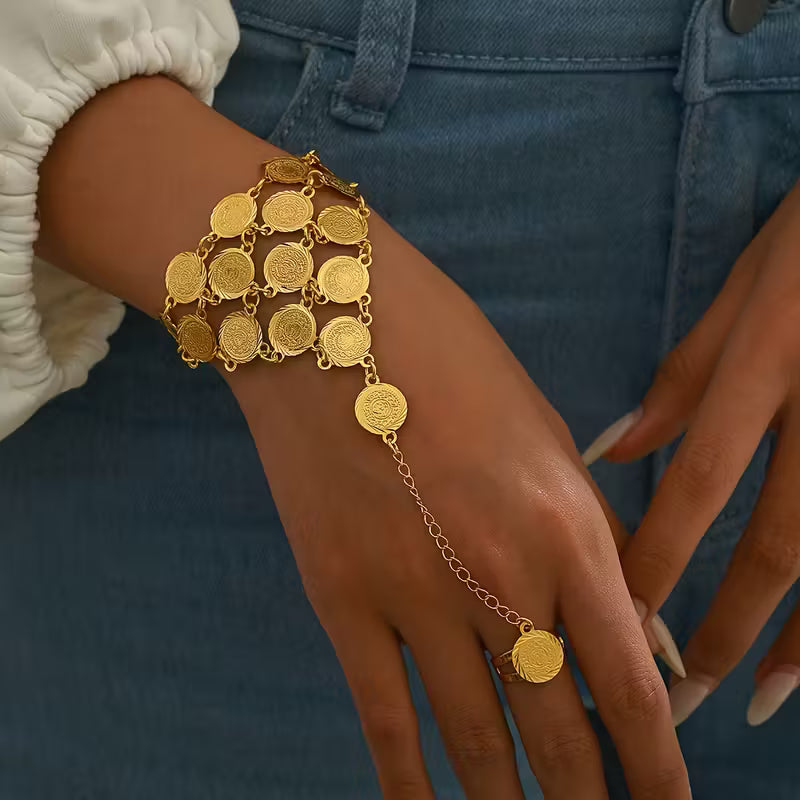 Ethnic Coin Bracelet & Ring Set