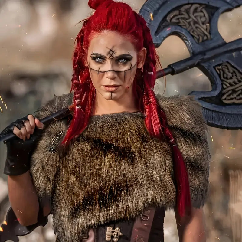 Cape en fausse fourrure pour femme – Marron foncé, accessoire vintage pour cosplay et fête