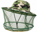 Camouflage mosquito protection hat with green mesh net