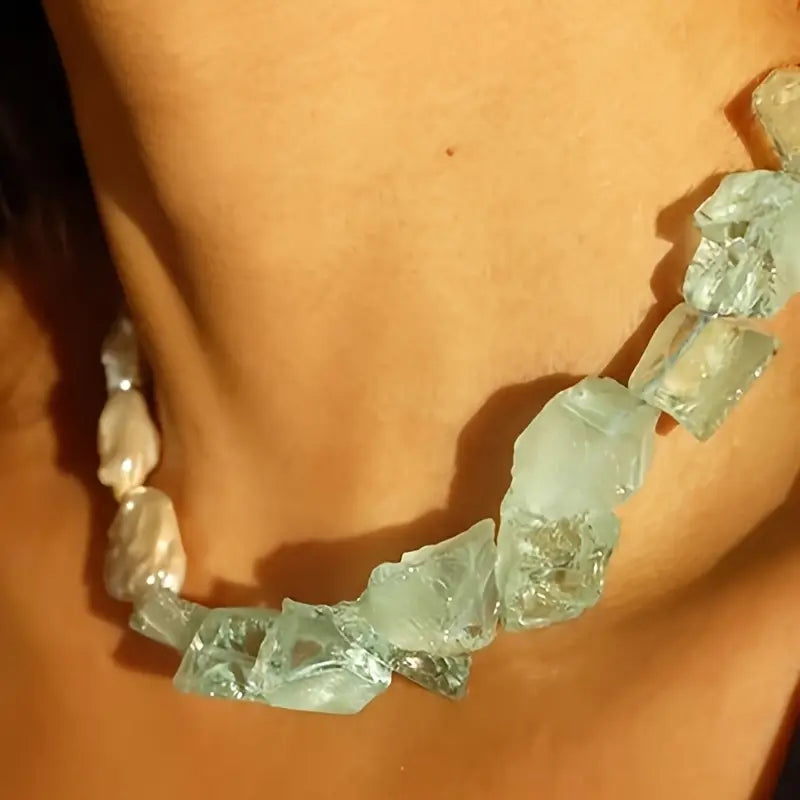 Freshwater Pearl Aquamarine Necklace