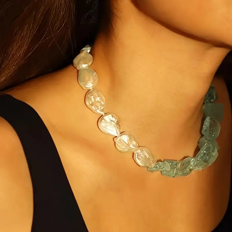 Freshwater Pearl Aquamarine Necklace