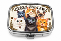 Crazy Cat Lady six cats silver-tone mini pill box