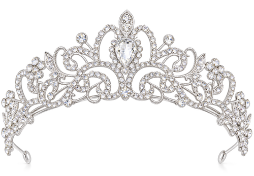 Gold alloy tiara with clear white zirconia crystals