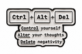 Ctrl Alt Del black and white enamel metal pin