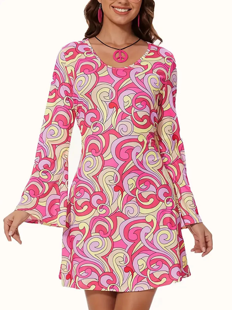 Women’s 70s Retro Hippie Costume Set – 5 Pieces