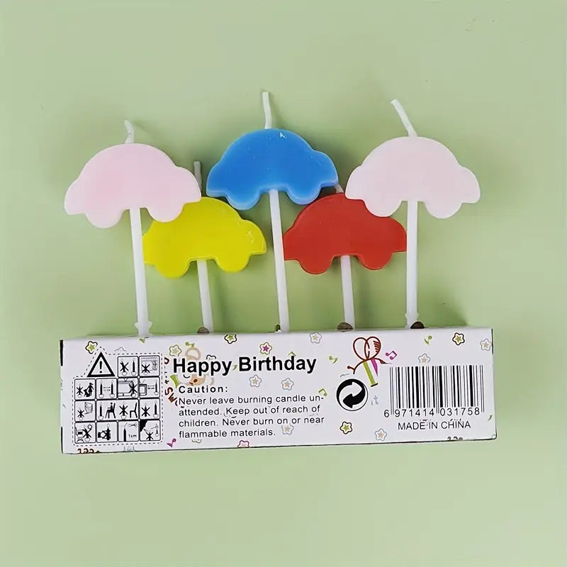 Colorful Car Birthday Candles – Set of 5 Fun Cake Toppers for Kids' Parties