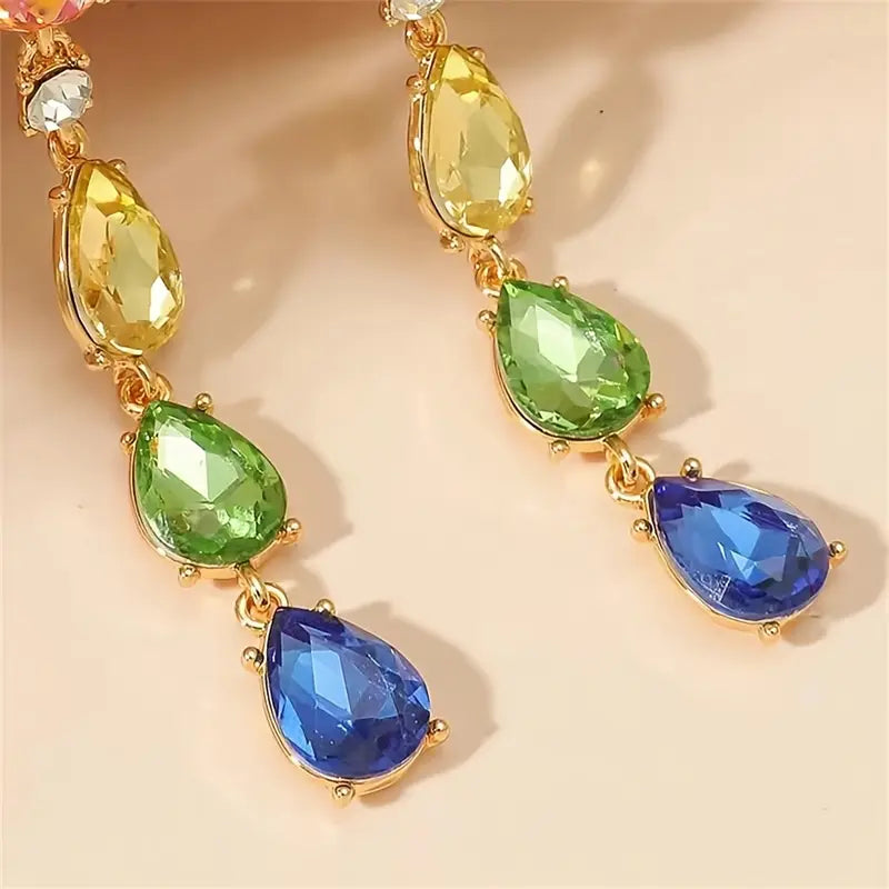 Rainbow Tassel Crystal Earrings – Pride Party Edition