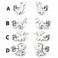 Stainless steel dinosaur stud earrings variants A B C and D