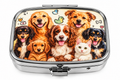 Dogs and cat mini pill box on white background