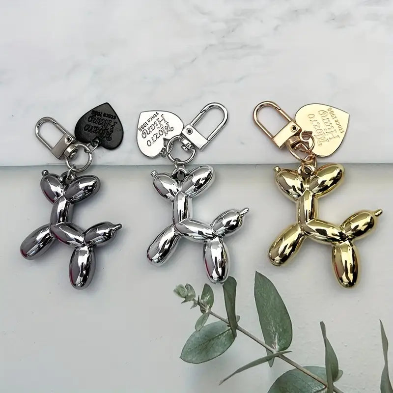 Gold Balloon Dog Keychain