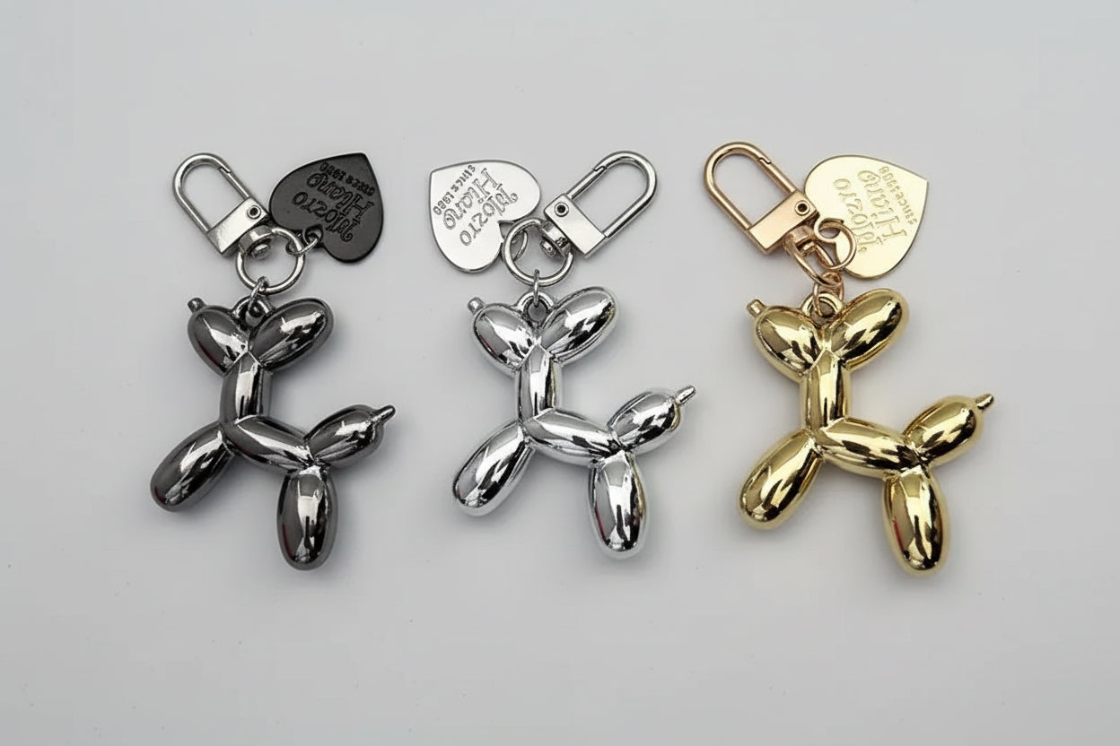 Balloon Dog Keychain With Heart Charm