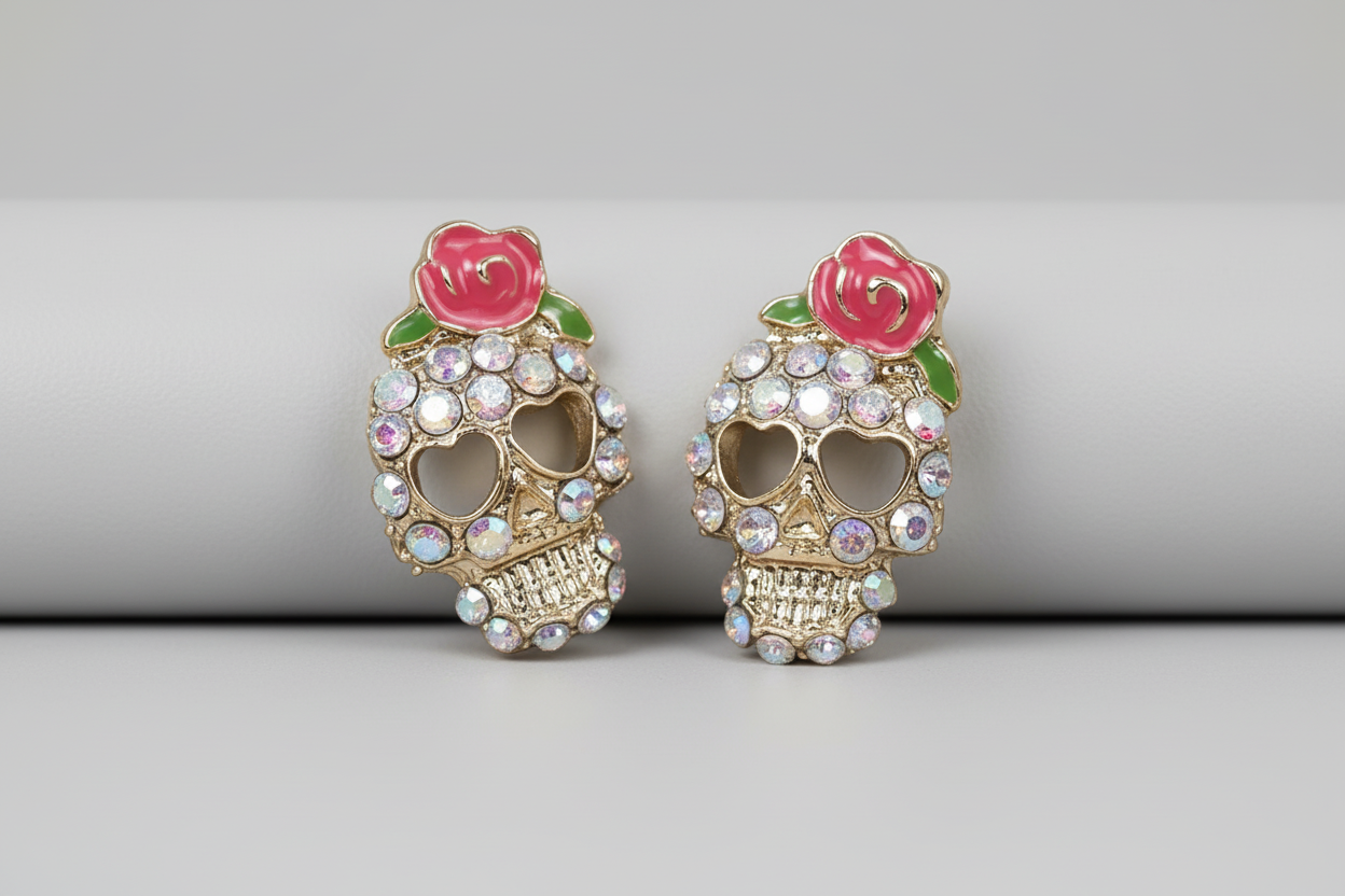 Gilded Calavera Studs