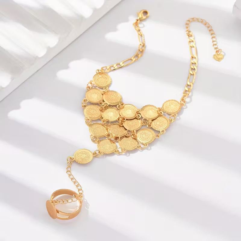 Ethnic Coin Bracelet & Ring Set
