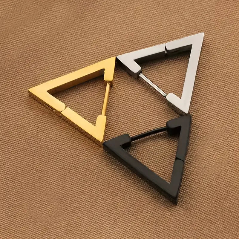 Boucles d'oreilles punk triangulaires en acier inoxydable