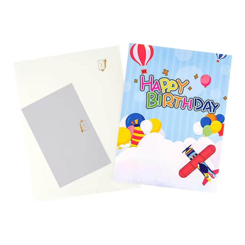 3D Pop-Up Surprise Greeting Card with Airplane