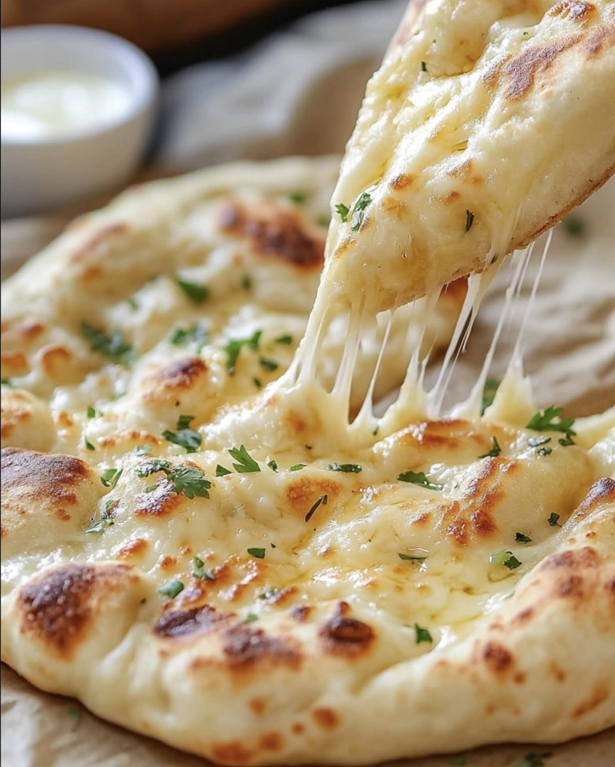 Naan au fromage et aux herbes et à l'ail sans gluten