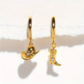 Boucles d'oreilles à breloques chapeau de cowboy et bottes – Or